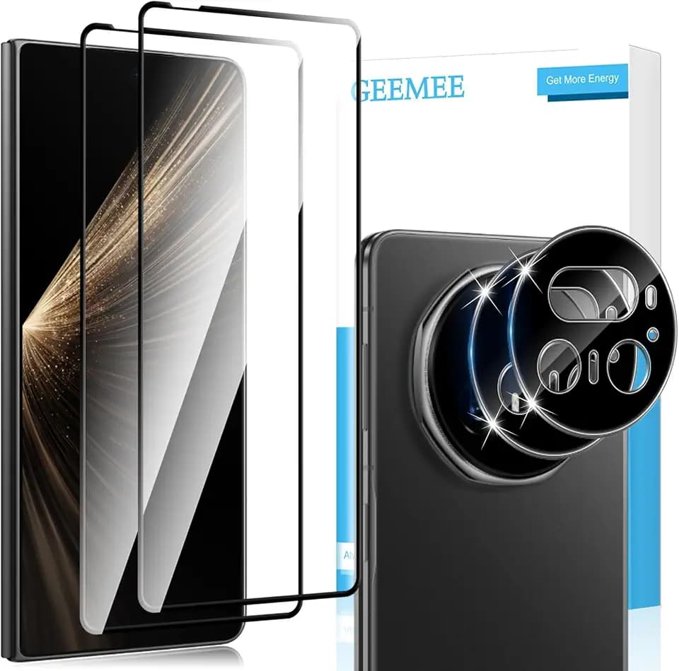 Für Honor Magic V5 Displayschutzfolie 2 Stück Tempered Glass Folie + 2 Stück Kamera Tempered Glass - Schwarz, 9H Anti-Kratzer HD Schutzfolie