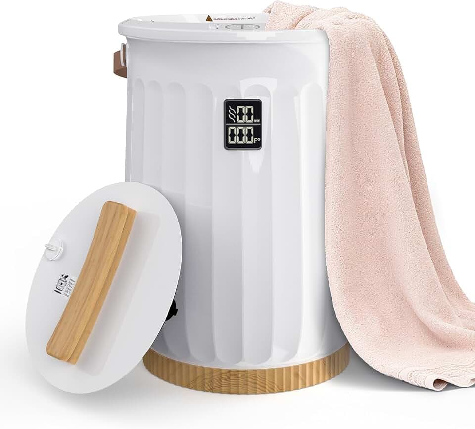 Sweetcrispy Towel Warmer for Bathroom, 20L Towel Heater with 4 Time Settings & Auto-Off, Fast Heating Blanket Warmer for Home, Safety Child Lock and Temp-Alert Design for Towels, Bathrobes, Blankets