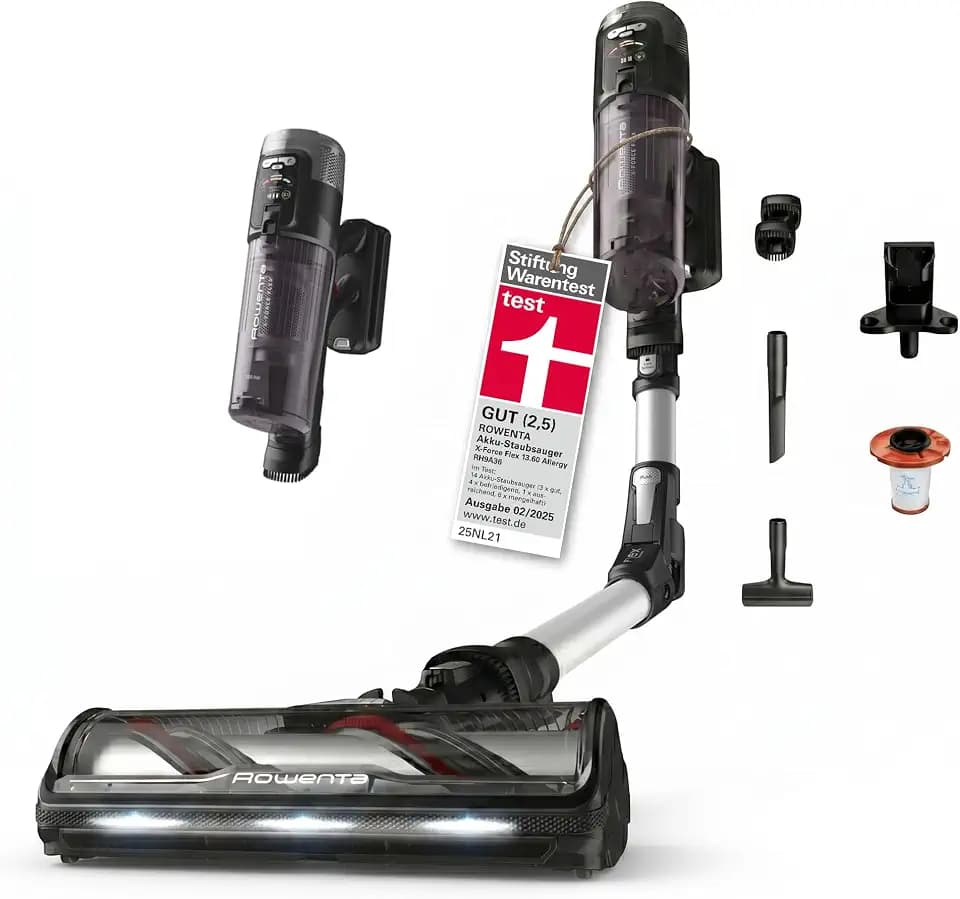 Rowenta X-Force Flex 13.60, kabelloser Akku-Staubsauger, Allergiker-Modell, Tiefe Reinigungskraft, Flex-Gelenk, 150 Air Watt, bis zu 60 Minuten Laufzeit, Made in France, RH9A36WV