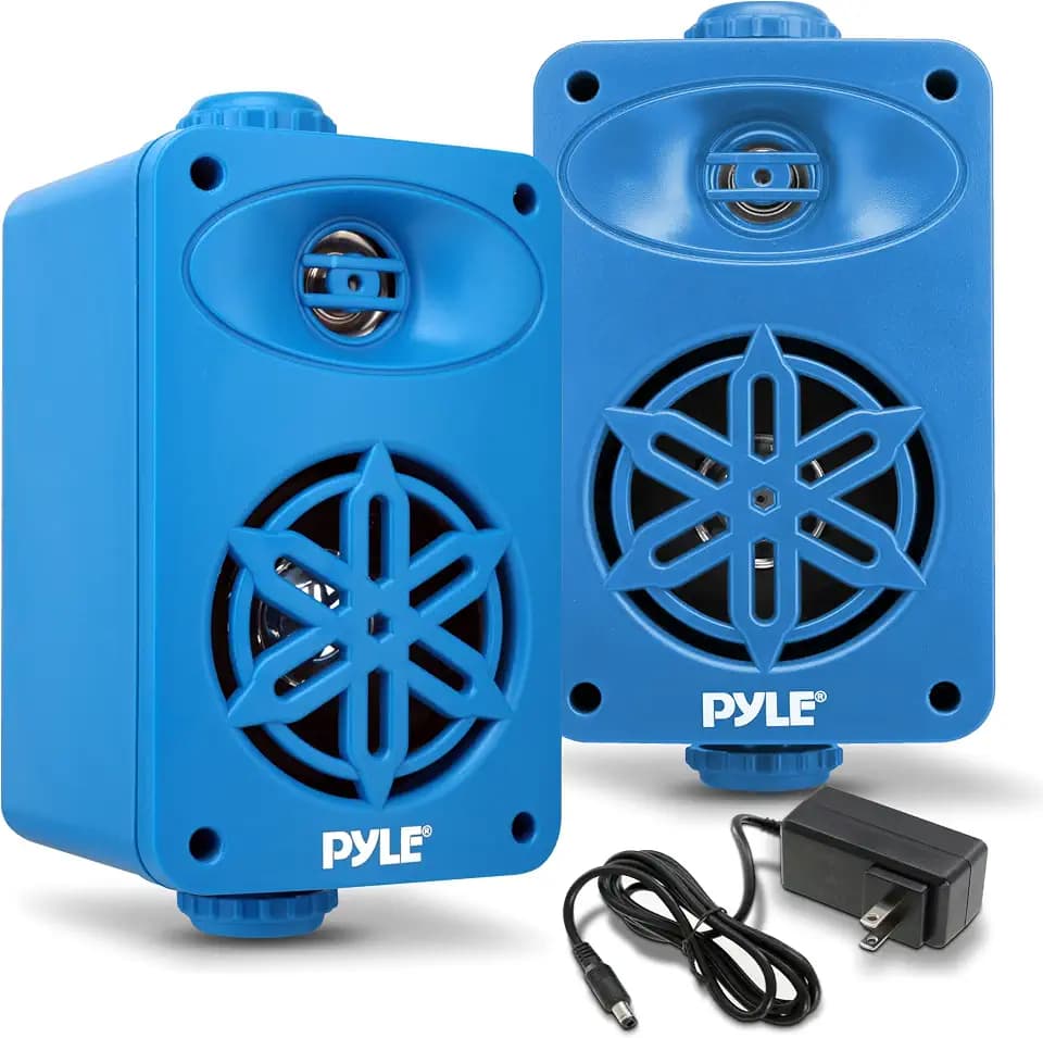 PyleUsa Bluetooth In/outdoor Speakers Pair - 200 Watt Dual Waterproof 3.5” 2-Way Full Range System w/ 1/2” High Compliance Polymer Tweeter - Home, Boat, Marine, Deck, Patio, Poolside - PDWRBT36BL