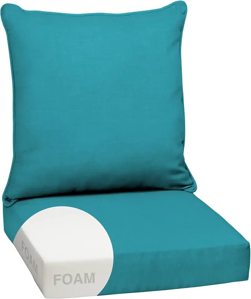 Arden Outdoor Deep Seat Cushion Set, Foam, 24x24, Lake Blue