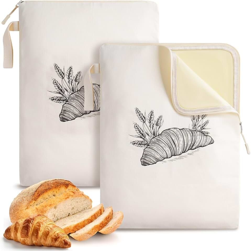 2 Pack Beeswax Bread Bags for Homemade Sourdough Reusable Bread Bag 13×17in