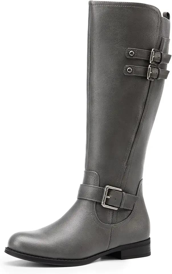 DREAM PAIRS Women's Knee High Riding Buckle Boots