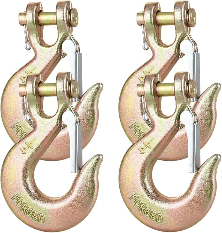 EPHECH 1/4" Clevis Slip Hooks with Safety Latch, 4PCS Heavy Duty Chain Hook