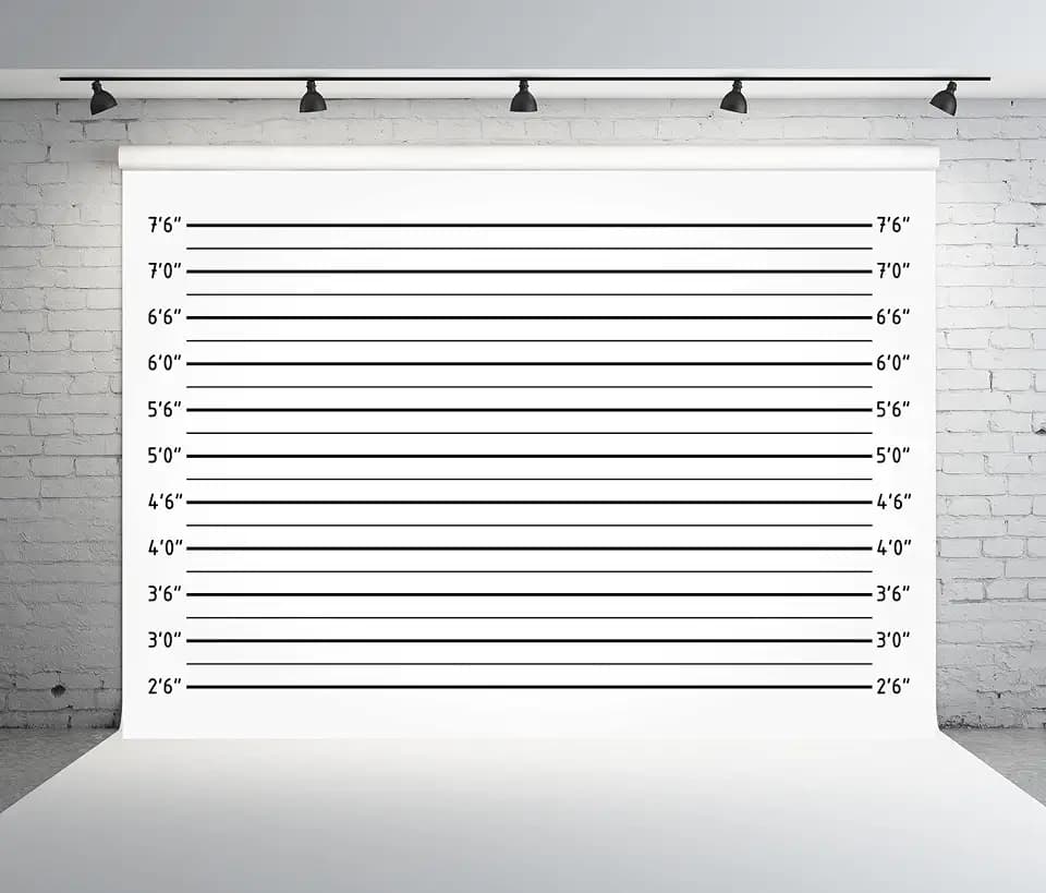 BELECO 7x5ft Fabric Mugshot Backdrop Police Lineup Height Charts Backdrop for Photography Bachelorette Party Girls Night Out Party Supplies Prison Mugshot Police Lineup Photo Booth Banner Studio Props