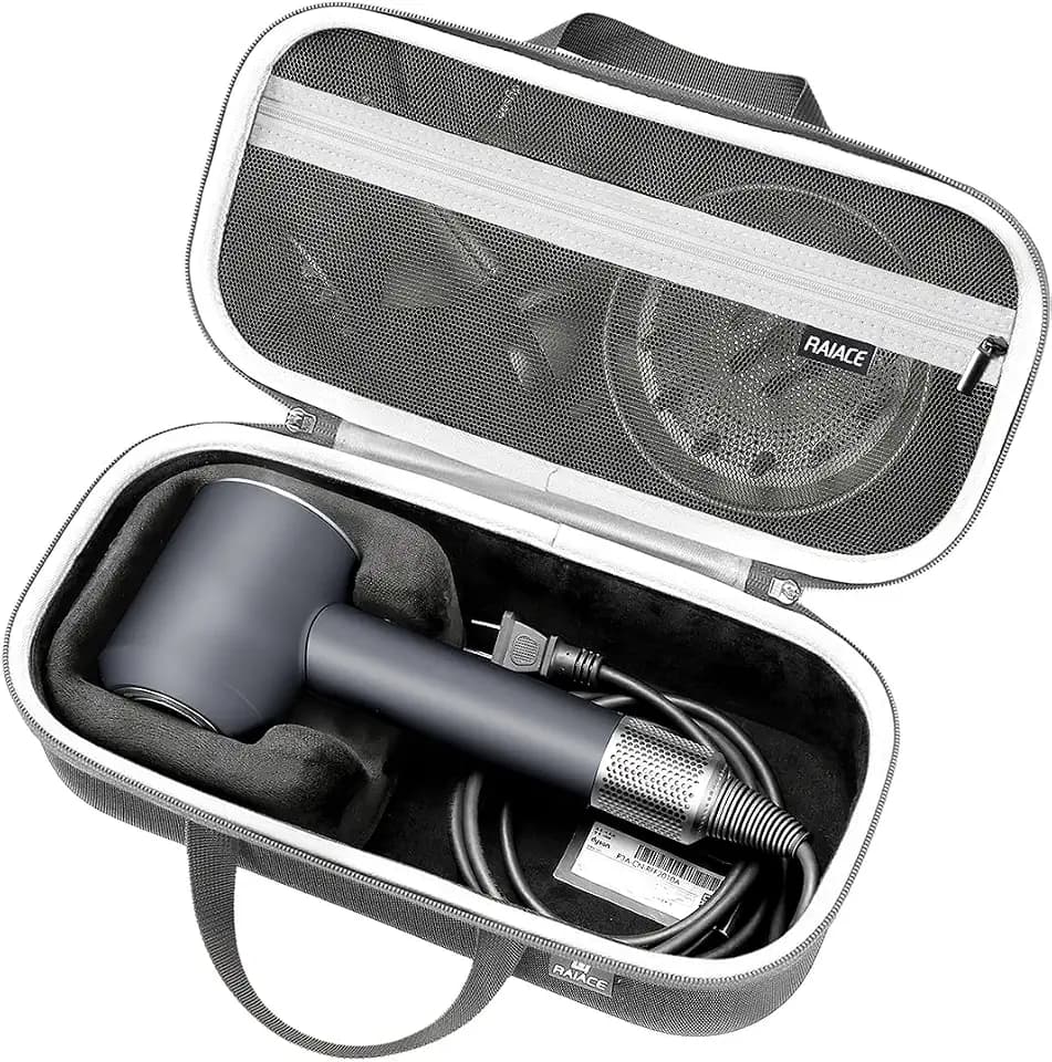 RAIACE Hard Storage Case Compatible with dyson Hair Dryer, Travel Carrying Bag. (for sale is case only). - Black+Gray (Black+Gray)