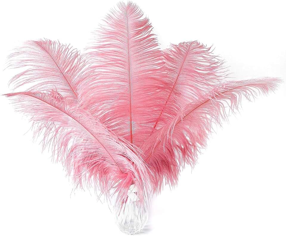 Ballinger Lotus Pink Large Ostrich Feathers Bulk for Vase,24Pcs,10-12inch