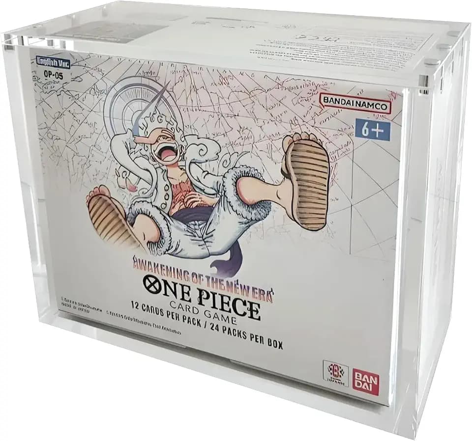 Deluxe Acrylic Case Compatible with English One Piece OP-04 and Newer Booster Box | Magnetic Easy Top Loading | Thick 6mm Protection (2 Pack)
