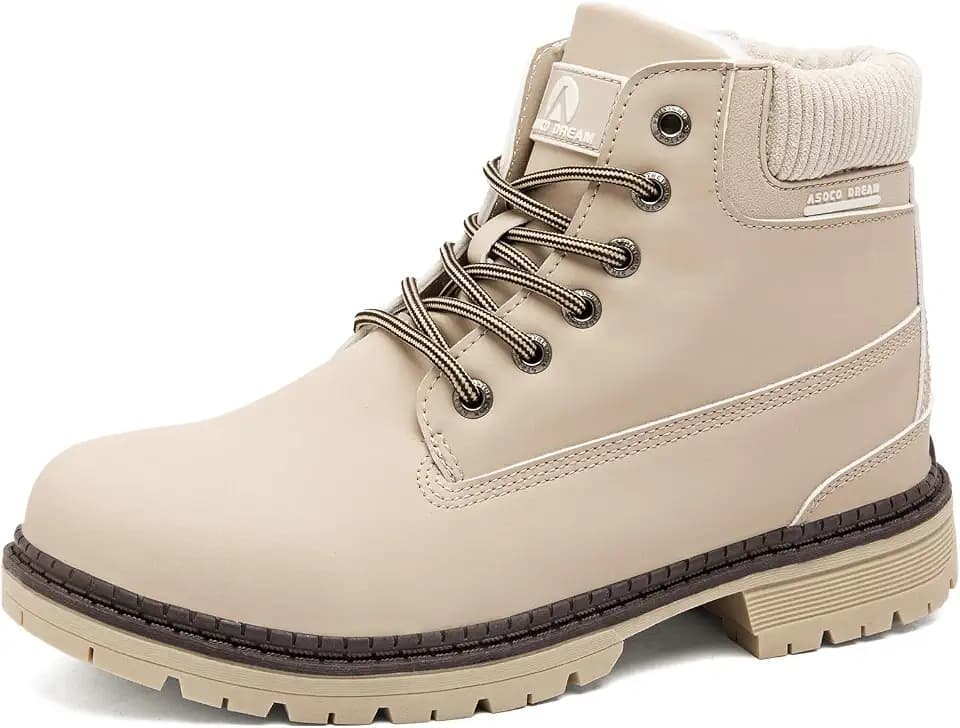 Winterstiefel Damen Gefüttert Winterschuhe Wasserdicht Warme Winter Boots Outdoor Wanderschuhe Rutschfest Frauen Schneestiefel Kurzschaft Stiefel Khaki EU40