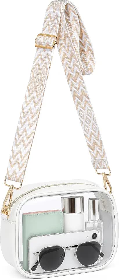 BS-VOG Clear Purse for Stadium Events, Clear Crossbody Bag with Wide Strap