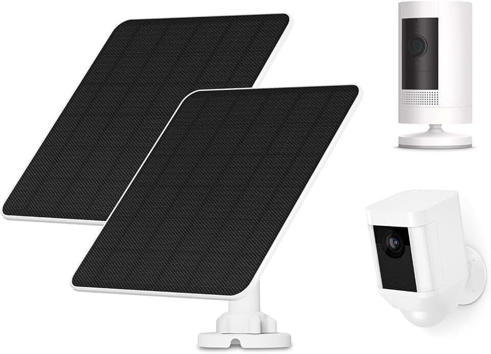 Solar Panel for Ring Camera, 5W Solar Panel Charger for Stick Up Cam/Pro Battery, Spotlight Camera/Pro/Plus, Wyze Battery Pro, 9.8ft Cable, IP65 Waterproof, 2 Pack