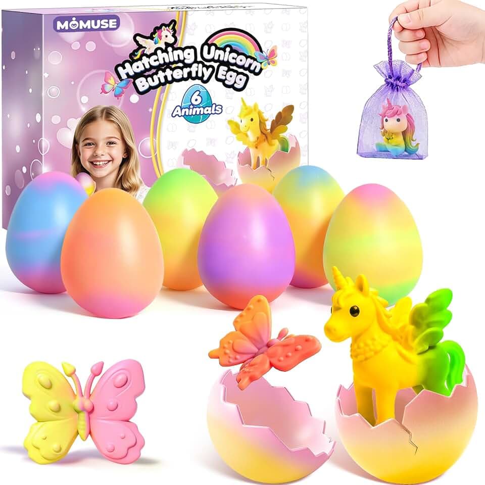 MOMUSE Einhorn Schlüpf-Ei für Kinder 6 PCS, Bastelset Kinder