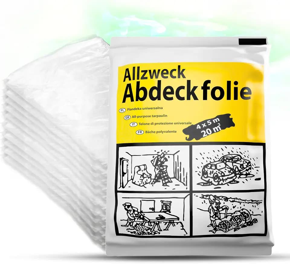 ToolSpace superdicke Abdeckfolie 10er Set Malerfolie 4 x 5m PE-Folie stark