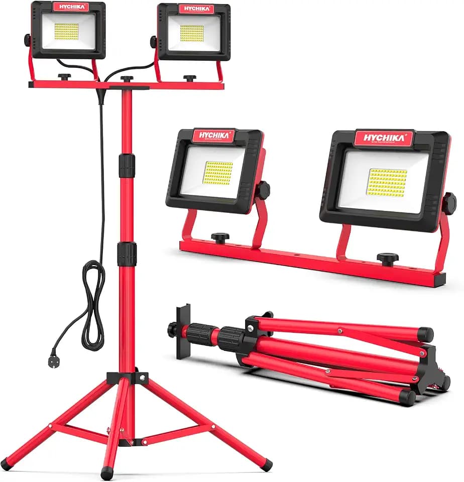 HYCHIKA LED Baustrahler mit Stativ LED Strahler mit Stativ, 14000Lumen