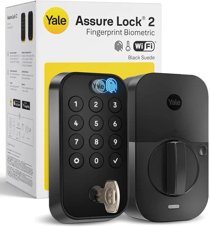 Yale Assure Lock 2 Touch Fingerprint Smart Deadbolt with Wi-Fi, Black Suede