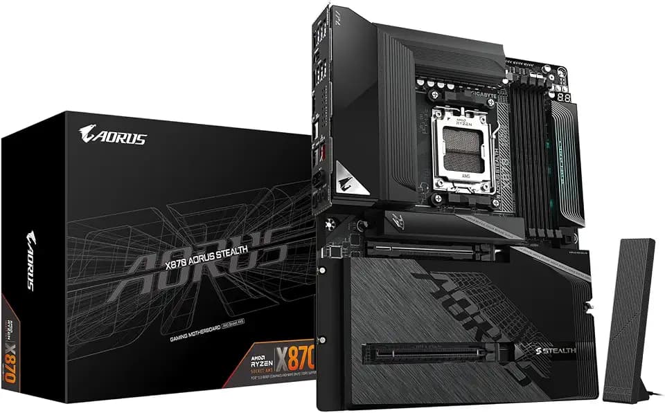 GIGABYTE X870 AORUS Stealth Reverse-Connect ATX Motherboard, Support AMD Socket AM5 Processors, DDR5, 16+2+2 Power Phase, 4X M.2, PCIe 5.0, USB4, WIFI7, 5GbE, PCIe EZ-Latch Plus, 5 Year Warranty