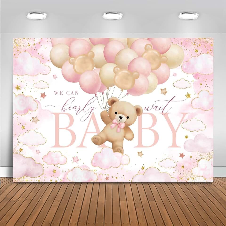 Mocsicka Bear Baby Shower Decorations Backdrop 7x5ft