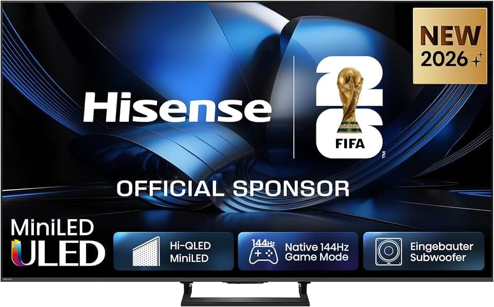 Hisense 75U7DSE Fernseher 75 Zoll, 4K UHD, Hi-QLED Mini LED, Smart TV, 144Hz, Hi-View AI Engine, IMAX Enhanced, AI Lichtsensor, Dolby Vision.Atmos, Tuned by DeVialet, FreeSync Premium Pro [2026]
