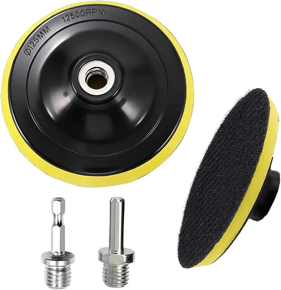 2 Stück Klett-Schleifteller 125mm Schleif- und Polierteller mit Bohradapter M14 Spanndorn für Exzenterschleifpapier geeignet für Automobil Holzbearbeitung und Marmorpolieren