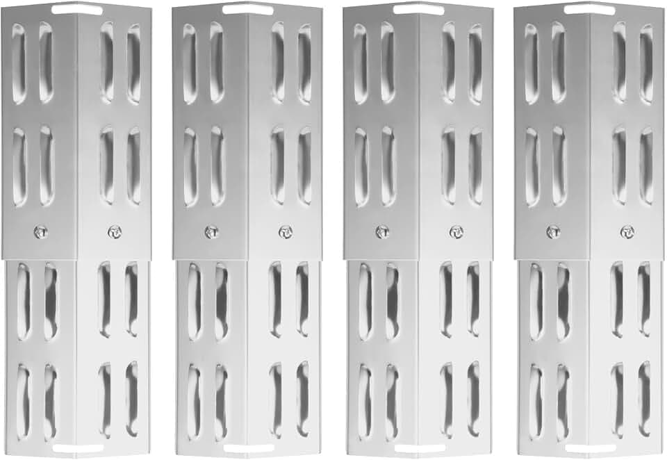WELL GRILL Universal Brennerabdeckung Gasgrill Edelstahl Flammenverteiler Ersatzteile für Taino, Landmann, Burnhard und die meisten Gasgrill, Einstellbar von 29 cm bis 43 cm, 4er-Pack