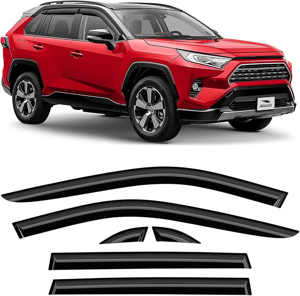 Voron Glass Tape-on Extra Durable Rain Guards for Toyota RAV4 2019-2025, Window Deflectors, Vent Window Visors, 6 Pieces - 100808