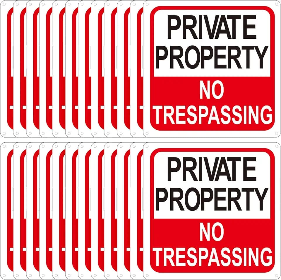Yaocom 24 Pcs No Trespassing Signs 12''x12'', Red, White, Black
