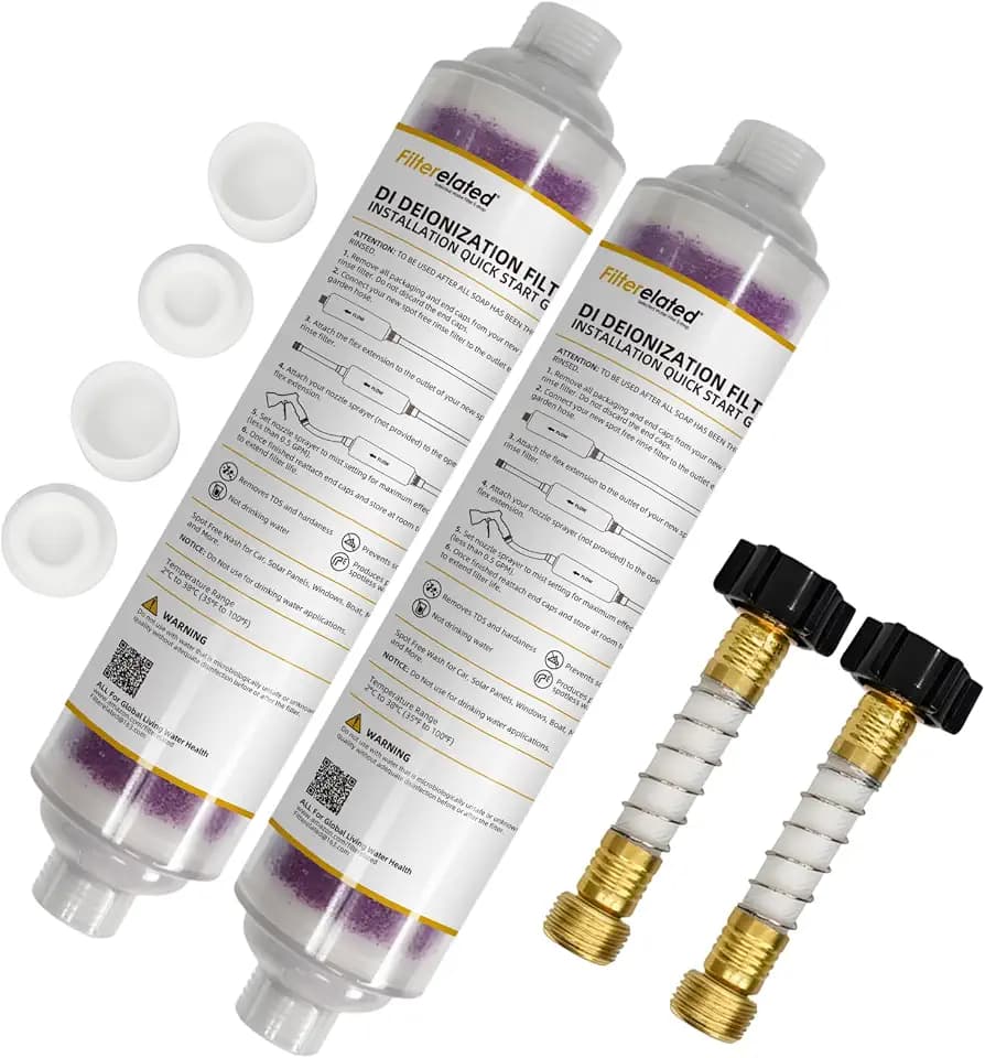 Spotless Water System for Car Wash,Inline DI Deionizer Clear Housing,2 Pk