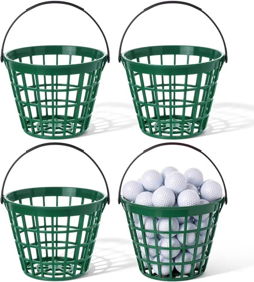4 Pack Small Golf Ball Basket, Unbreakable Plastic Golf Container with Handle Holds 25 Balls Golfball Bucket for Range Practice Storage Accessories