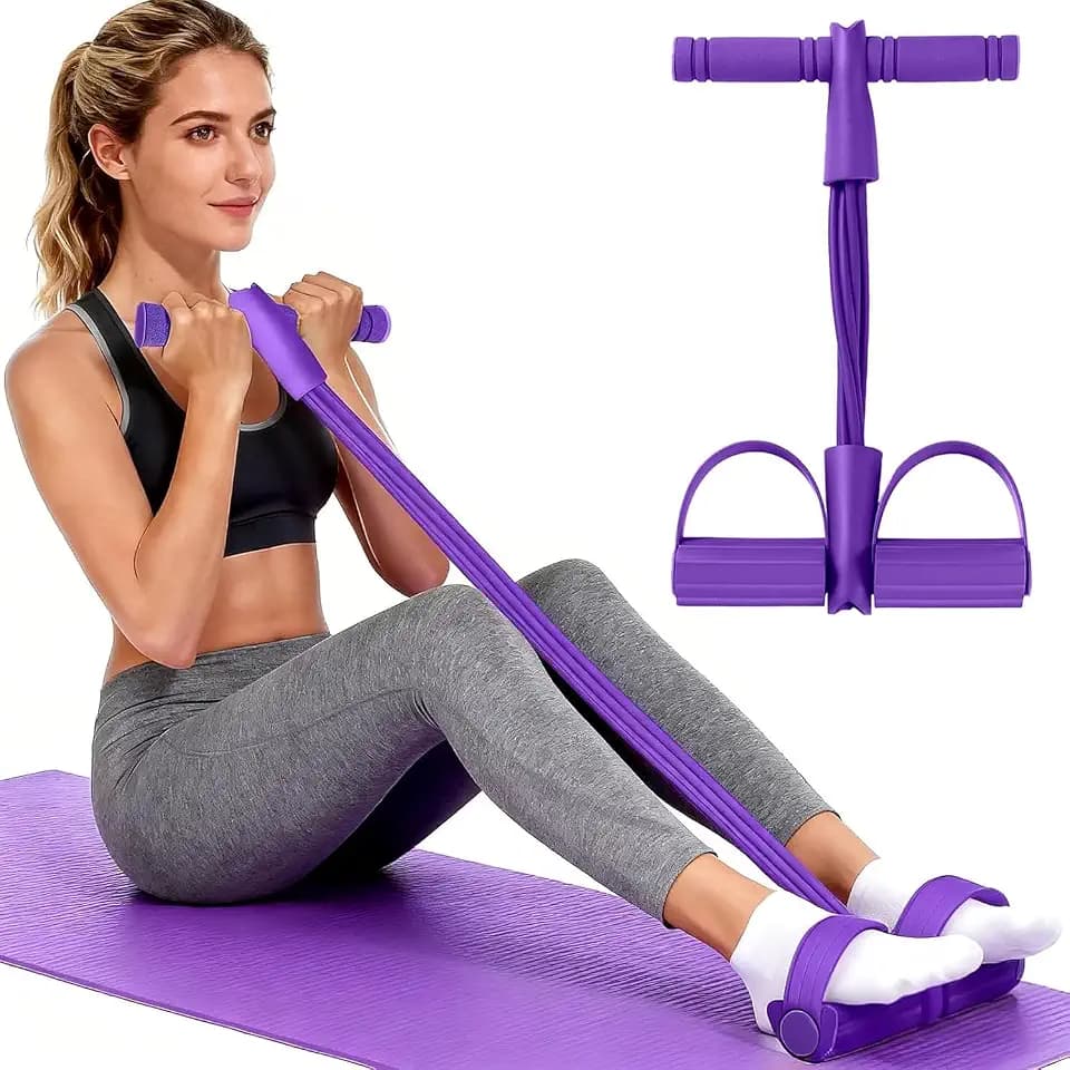 Fußpedal-Widerstandsband, 6 Röhren, Sit-Up-Zugseil, Multifunktions-Spannseil, Heim-Fitnessgerät für Ganzkörpertraining & Bauchmuskel-Trainingsgeräte, Übungsbänder Widerstand für Frauen und Männer