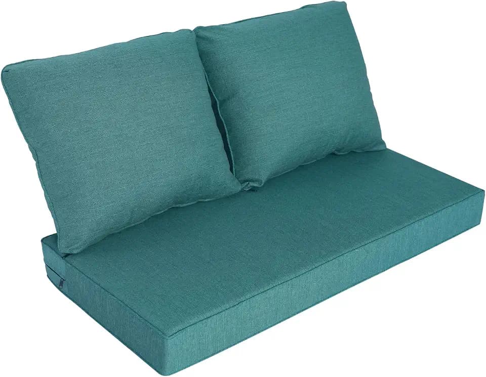 Goodgoods 48x24 Outdoor Loveseat Cushion Set, 35D Foam, Malachite