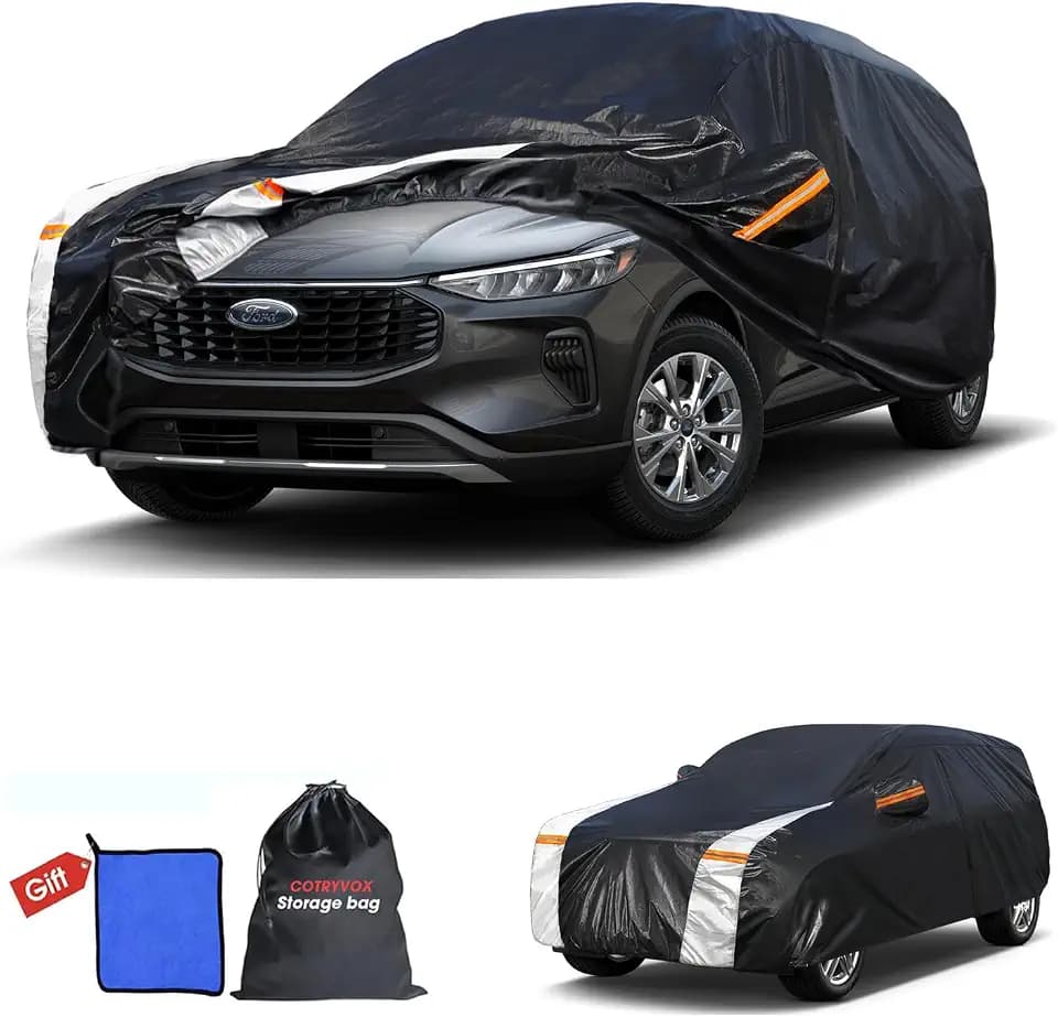 Ford Escape Car Cover 100% Waterproof All Weather, Gift with Towel, 10 Layers SUV Car Cover Custom Fit 2000-2026 Ford Escape, Full Exterior Car Covers Rain Sun UV Protection with Door Zipper.