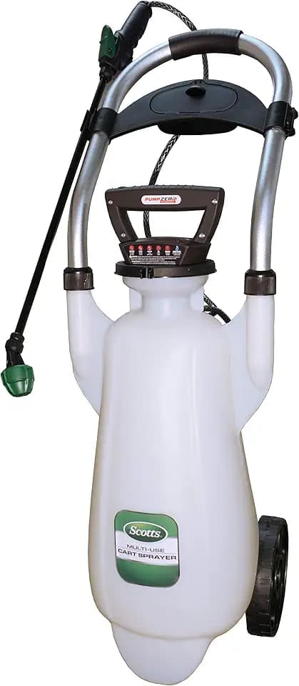 Scotts Lithium-ion Powered Pump Zero Technology, Wheeled Cart Sprayer, 3 Gallon, White, 190617