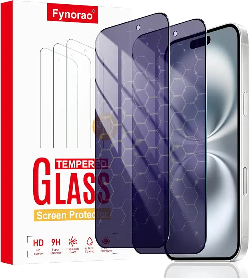 2-Pack Anti-Blue Light Privacy Screen Protector for iPhone 16 Plus/15 Plus/15 Pro Max, Gradient Colorful Anti-Spy Tempered Glass Film, Eye Protection, Dark Private Black, Anti-Scratch, 9H Hardness