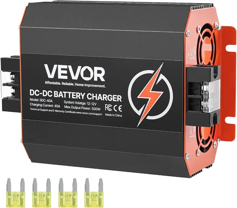 VEVOR 12 V 40 A DC/DC-Batterieladegerät, 500 W, für Blei-Säure-, Lithium-, AGM-, Gel- und Nassbatterien, intelligentes mehrstufiges Laden, für Wohnmobile, Nutzfahrzeuge, Boote, Yachten