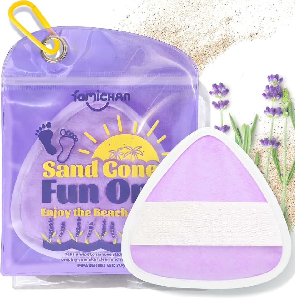famichan Triangle Sand Remover Eraser Wipe, Beach Vacation Essentials for Women, Girls, Boys, Family Beach Must Haves, Sand Removal Bag for Cruise Travel Accessories