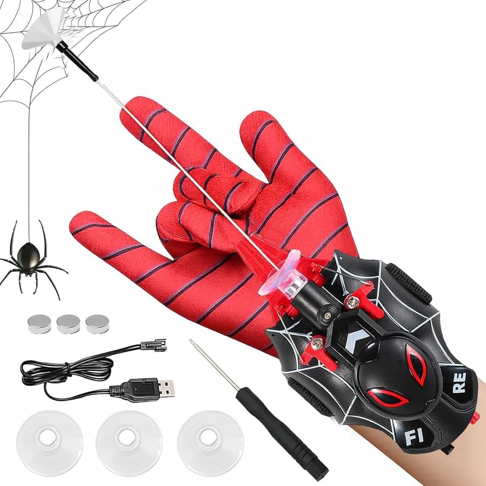 Web Launcher Spider String Shooter Toy, Web Shooters Cool Gadgets Reel-in Real Silk Superhero Role-Play Fun Stuff Toys Great for Men and Kids (Dark)