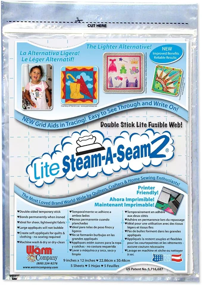 Lite Steam-a-Seam 2, Double Stick Fusible Web, by The Warm Company, ONE Pack