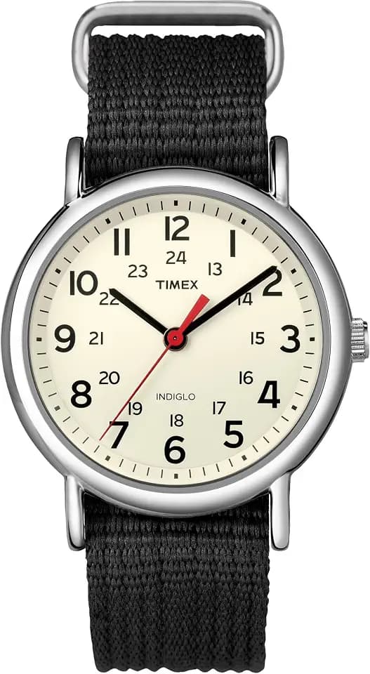 Timex Weekender 38mm Unisex Analog Watch | INDIGLO Backlight | Adjustable Durable Nylon Fabric Slip Through Strap | 24 Hour Time