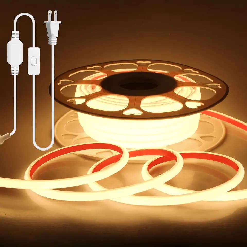 Aclorol 120V COB LED Strip Lights Warm White 3000K Flexible LED Lights 50FT