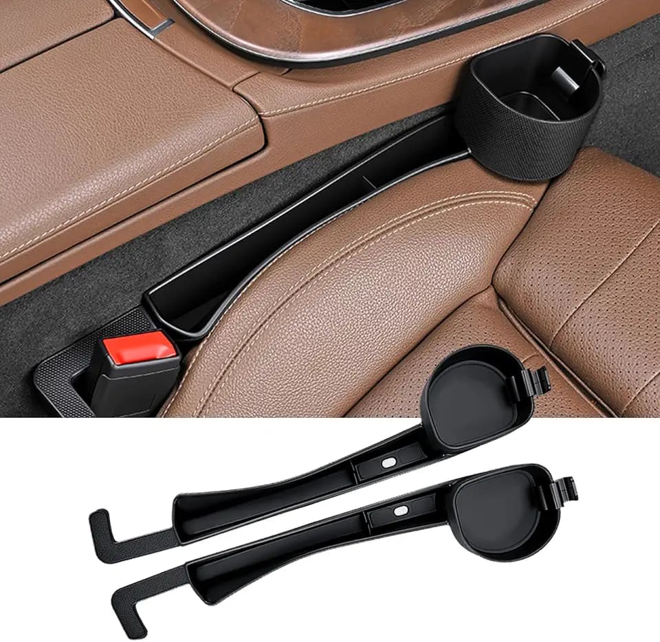 Car Seat Gap Filler with Cup Holder and Hook, Car Seat Accessories