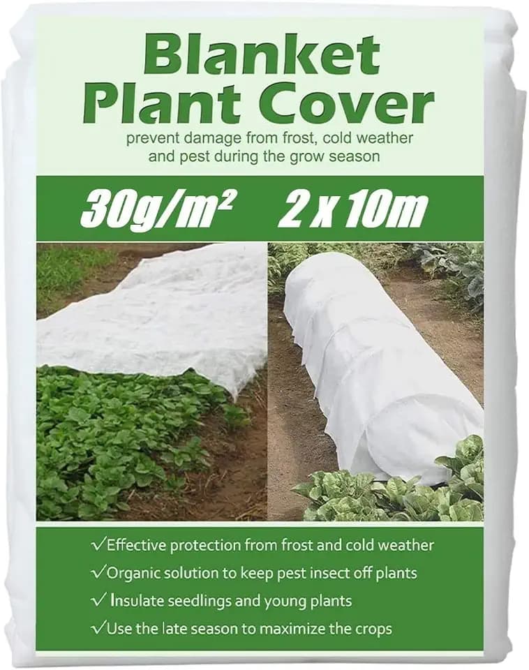 KAHEIGN 2mx10m Gartenvlies Wintervlies für Pflanzen, 30g/m2 Drainagevlies Gartenvlies wasserdurchlässig schützt vor Kälte und Wind, Frostschutz-Vlies Gewächshaus Folie Schutzvlies-Abdeckung
