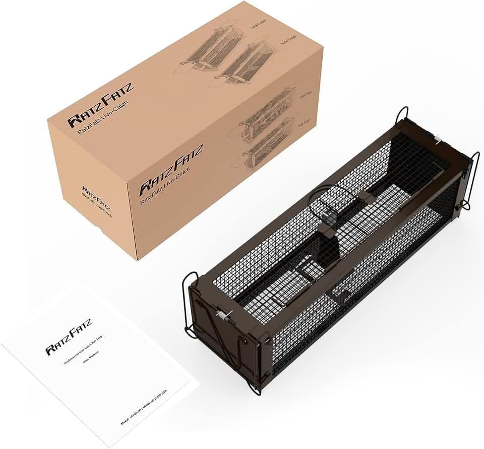 RatzFatz® Lebendfalle 2.0 Ratte, Groß Premium Wiederverwendbar, Rattenfalle Mausefalle Lebend, 2 Türen, Ersetzt Schlagfallen, Siebenschläfer XXL, Tragegriff, Tierfalle, Modell Quickcatch 2.0