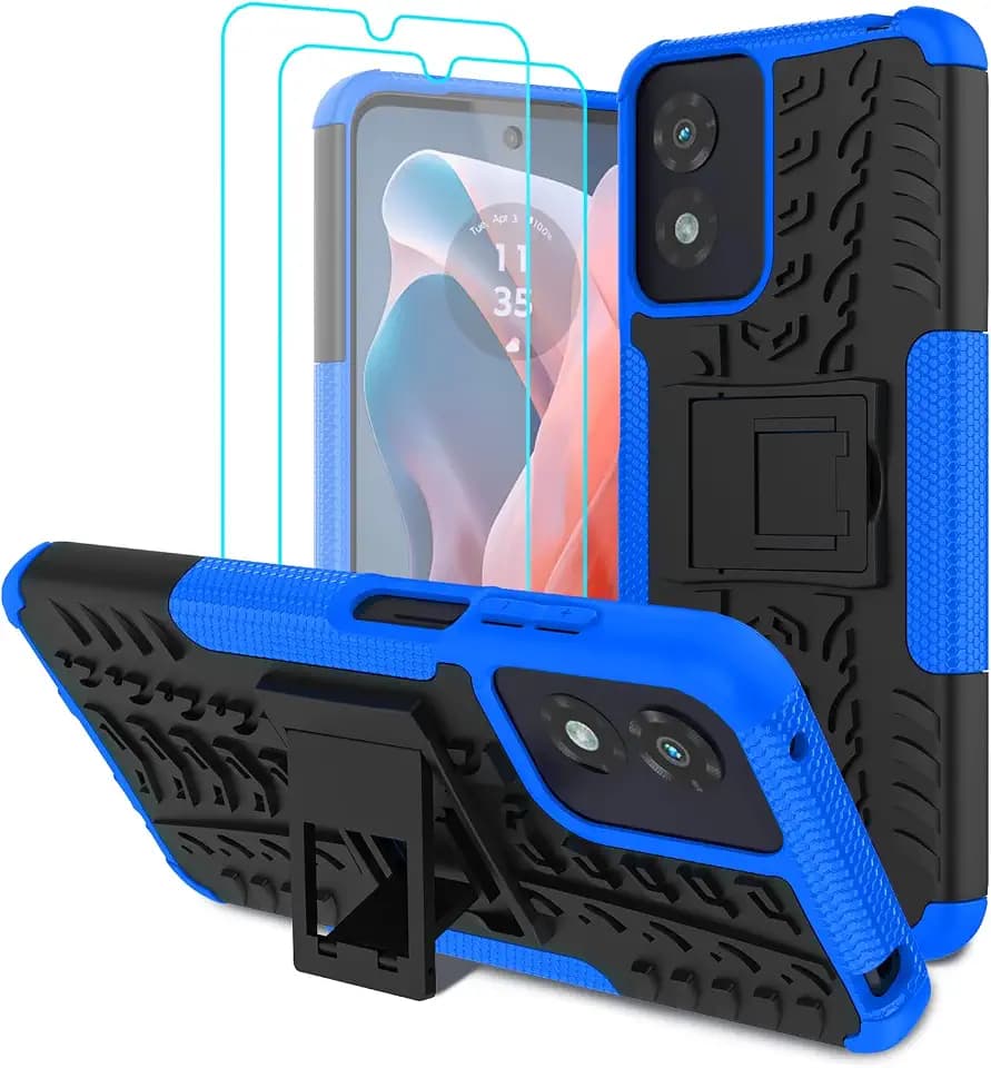 for Moto G Play 2024 Case with 2 Pack Screen Protector, Blue