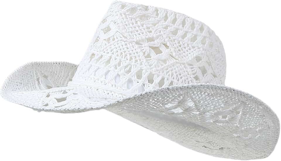 EOZY Men & Women's Summer Cowboy Cowgirl Straw Hat Hollow Out Woven Roll Up Wide Brim Hat