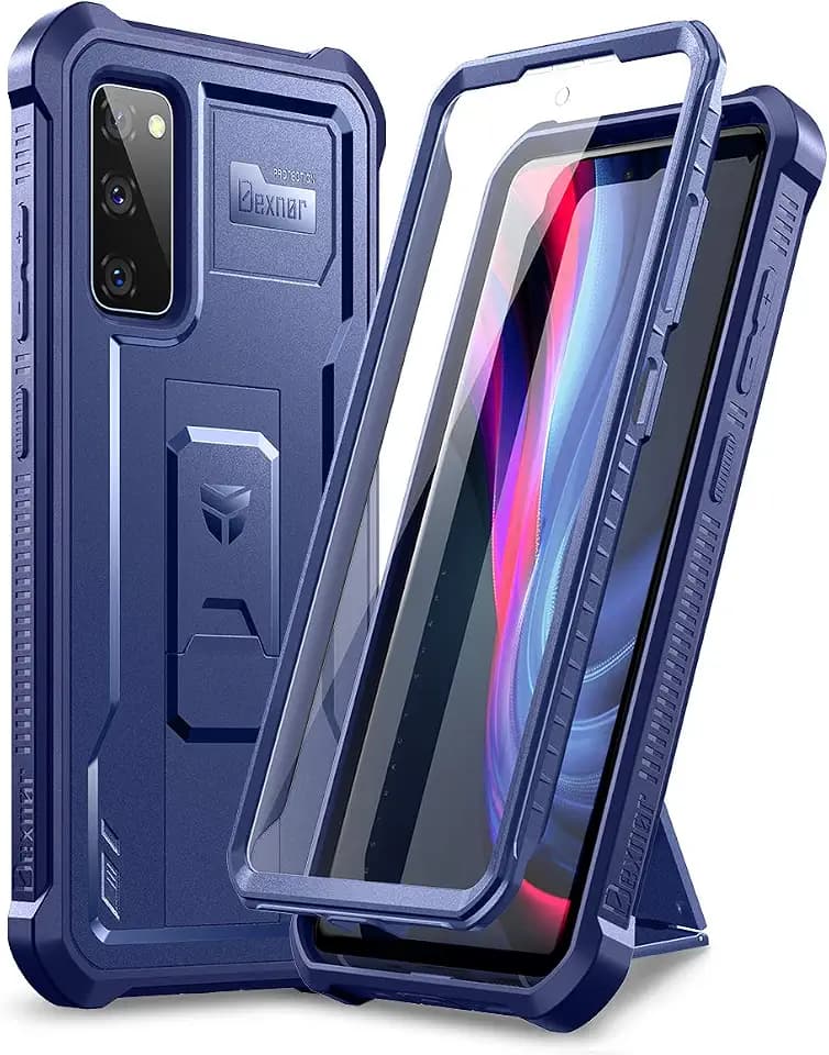 Dexnor for Samsung Galaxy S20 FE Case, [Built in Screen Protector and Kickstand] Heavy Duty Military Grade Protection Shockproof Protective Cover for Samsung Galaxy S20 FE 5G, 6.5 inch Blue