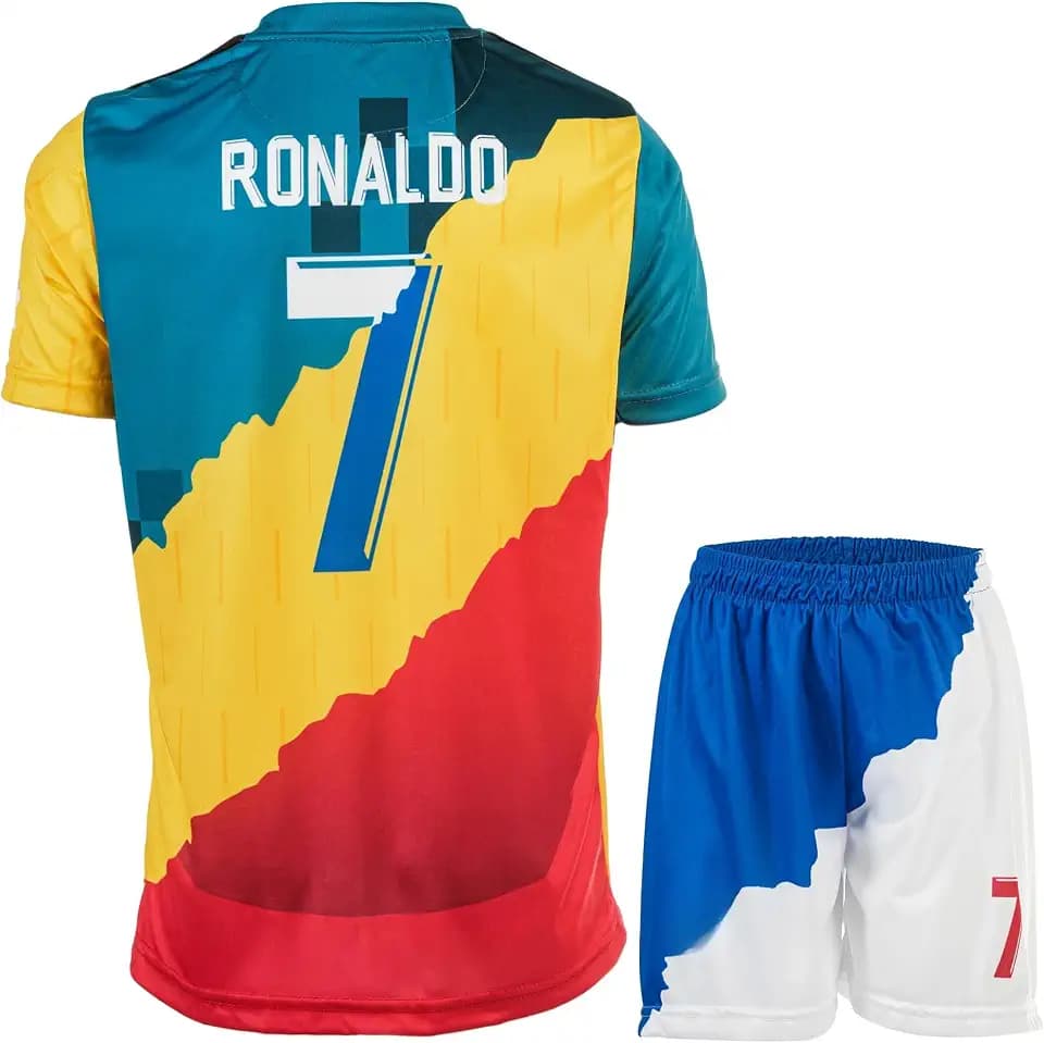 Trio Ronaldo Special Vintage Edition #7 Kinder Fußball Trikot & Shorts Geschenkset Jugendgrößen