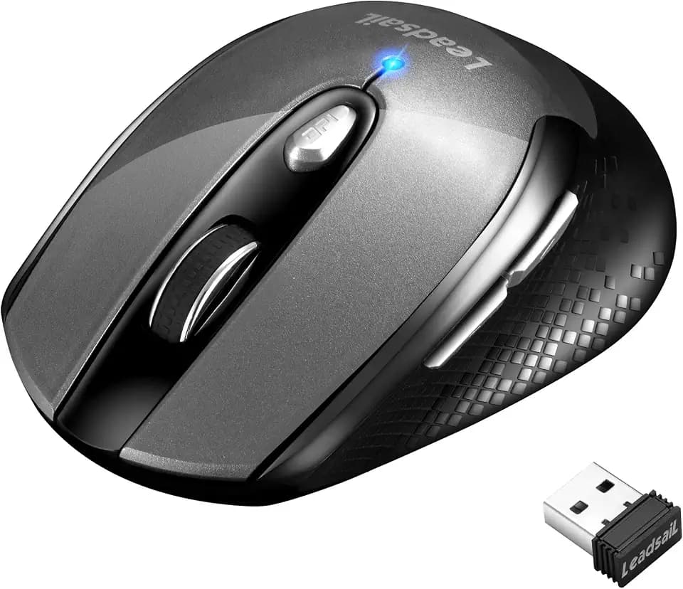 LeadsaiL Wireless Mouse for Laptop, 2.4G Portable Slim Cordless Computer Mouse Less Noise, 6 Buttons, for Windows 10/8/7/Mac/MacBook Pro/Air/HP/Dell/Lenovo/Acer