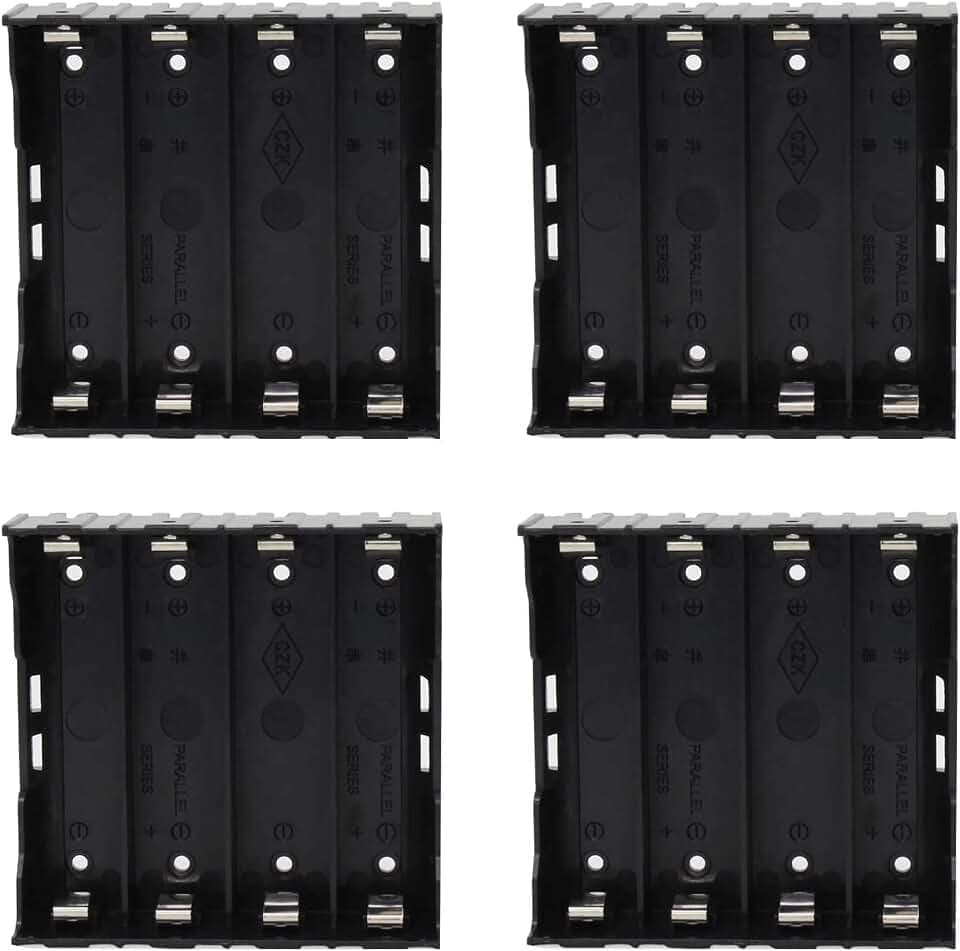GTIWUNG 4 Stück 4 x 3.7V 18650 Batteriehalter Fall Kunststoff Batterie Abdeckung Aufbewahrungsbox mit 8 Pin (4 Solts) + 2 Stück 18650 Aufbewahrungsbox für Batterien