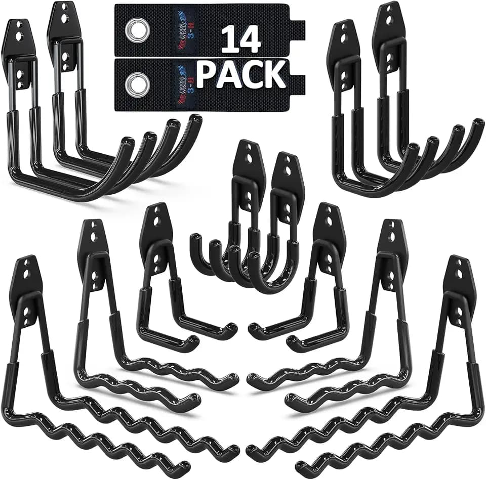 3-H 14X Garagenhaken Schwerlast Wandhaken für maximale Tragkraft (Schwarz)