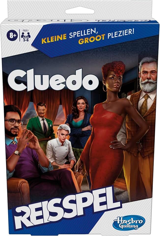 Cluedo Travel Edition, Tragbares Spiel für 3-6 Spieler, Reisespiel, Kinderspiel, ab 8 Jahren (niederländische Version)